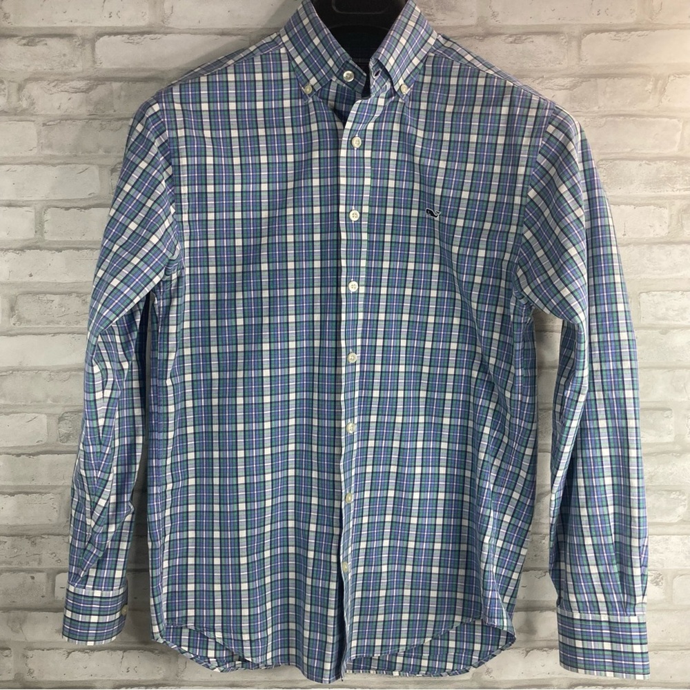 Vineyard Vines Classic Fit Plaid 100% Cotton Long Sleeve Shirt Size S